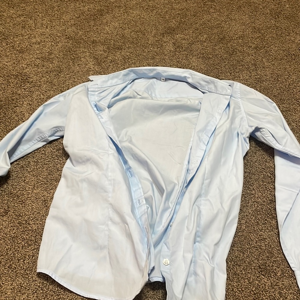light blue button up